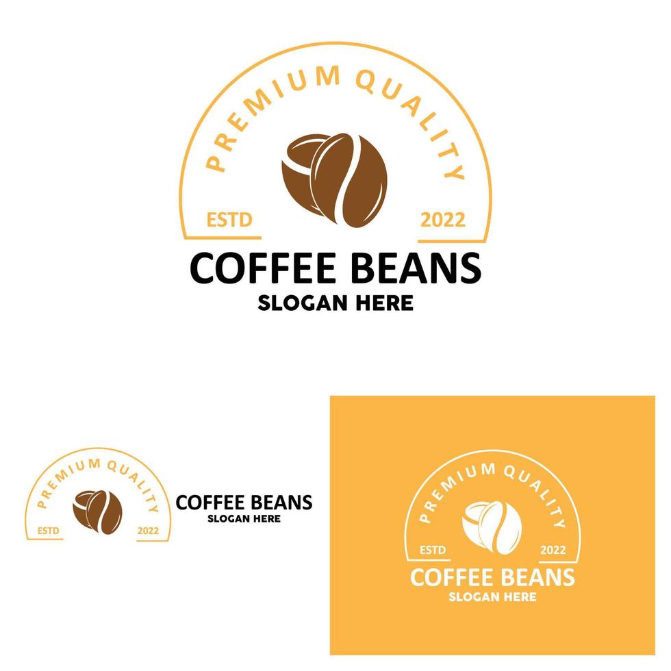 coffee bean drink logo design in brown color vector illustration