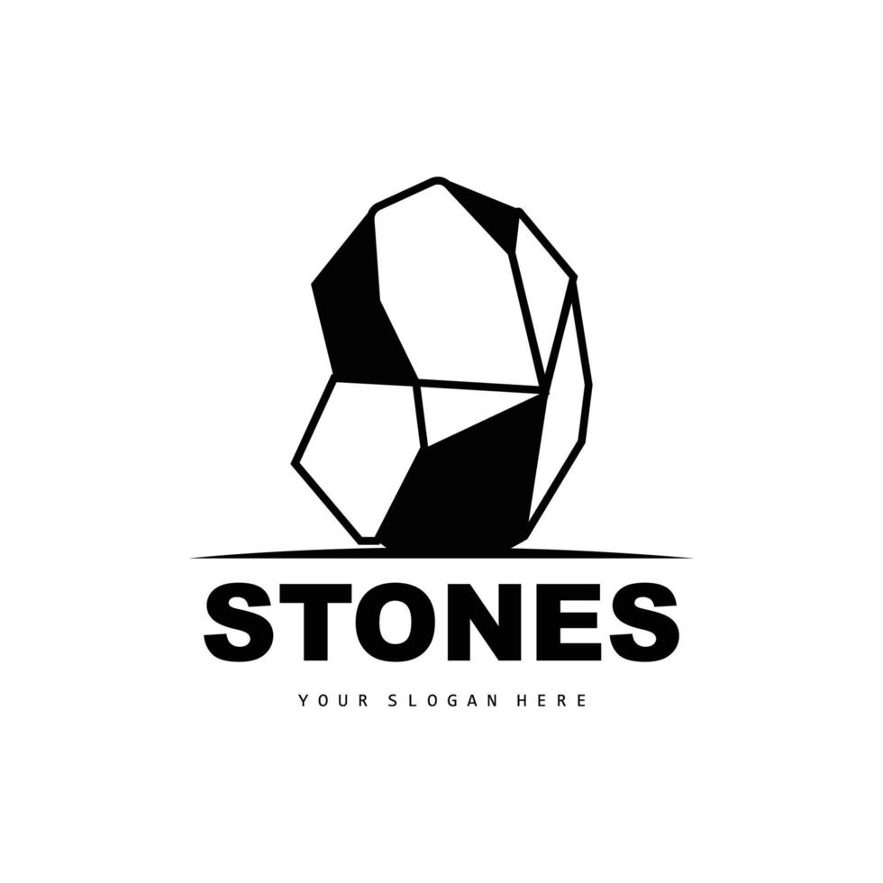 logotipo de piedra, piedra vectorial moderna con estilo de línea geométrica, diseño para decoración estética, producto moderno de marca, icono simple línea de geometría estética abstracta vector