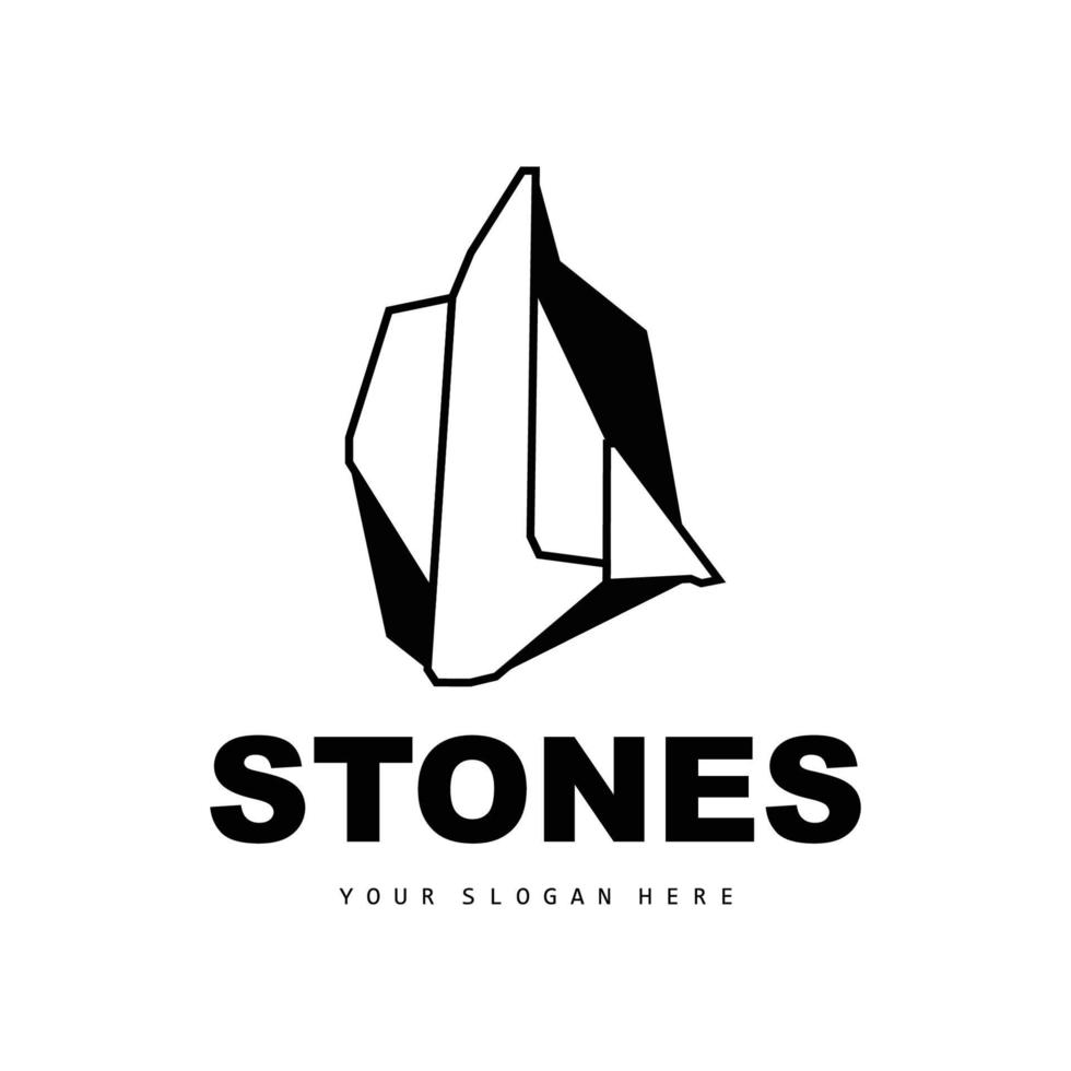 logotipo de piedra, piedra vectorial moderna con estilo de línea geométrica, diseño para decoración estética, producto moderno de marca, icono simple línea de geometría estética abstracta vector