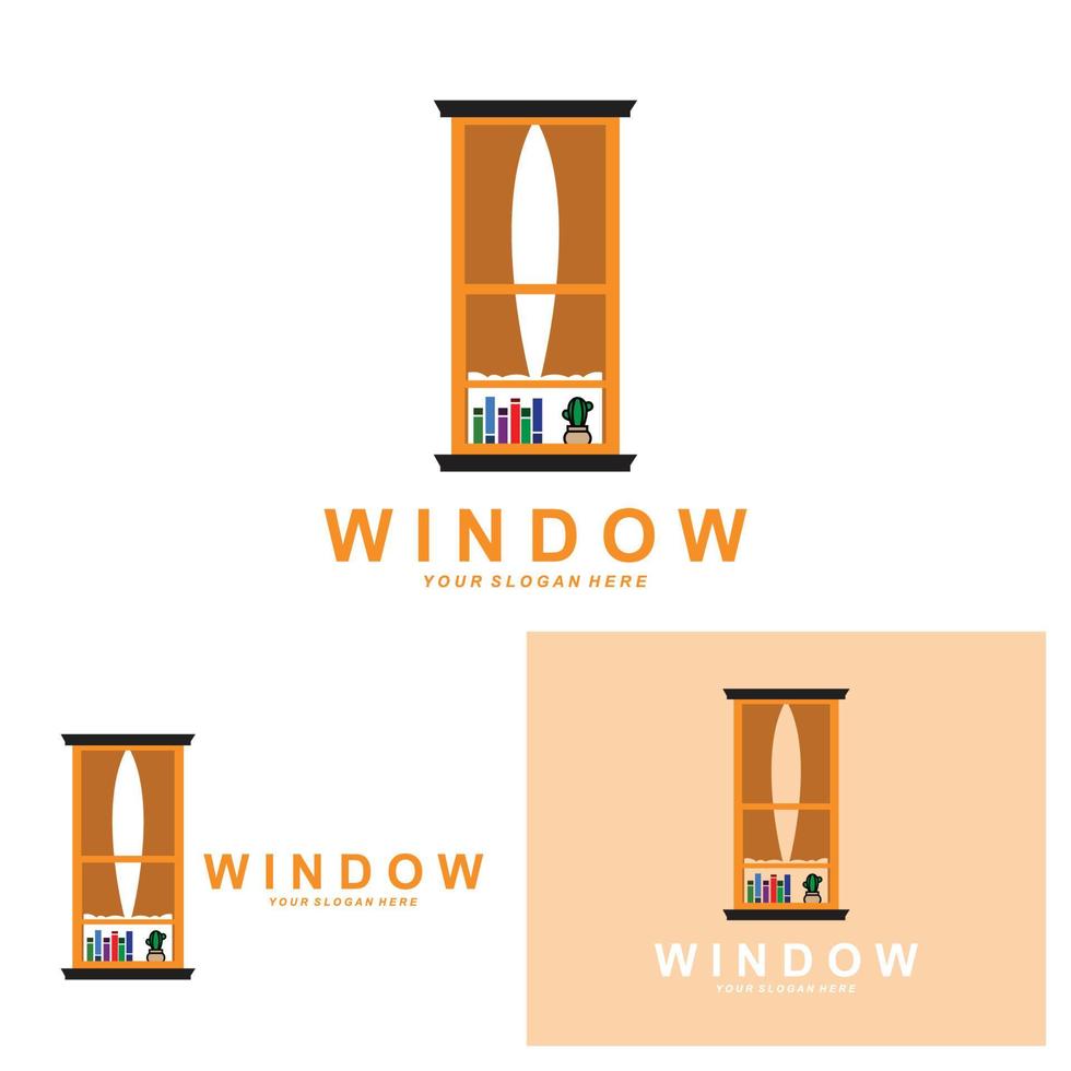 logotipo de la ventana de la casa, diseño de iconos del interior de la casa vector