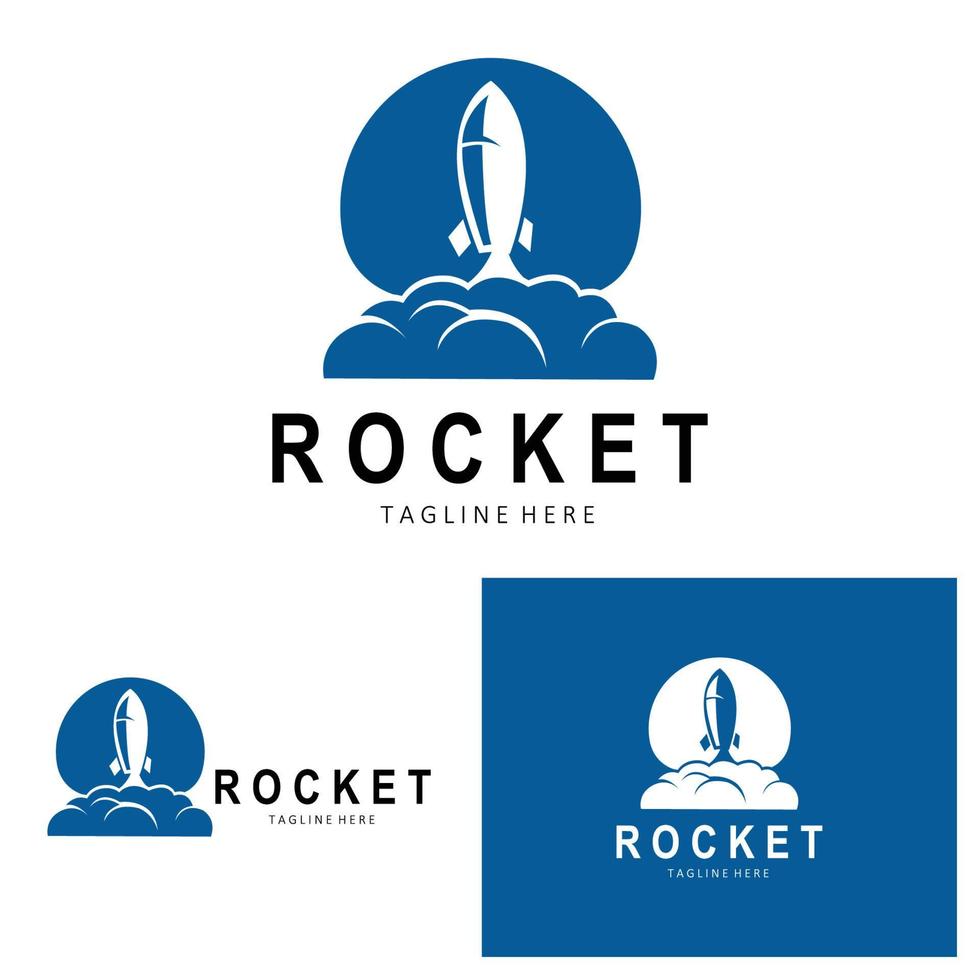 diseño de logotipo de cohete, vehículo de exploración espacial vector
