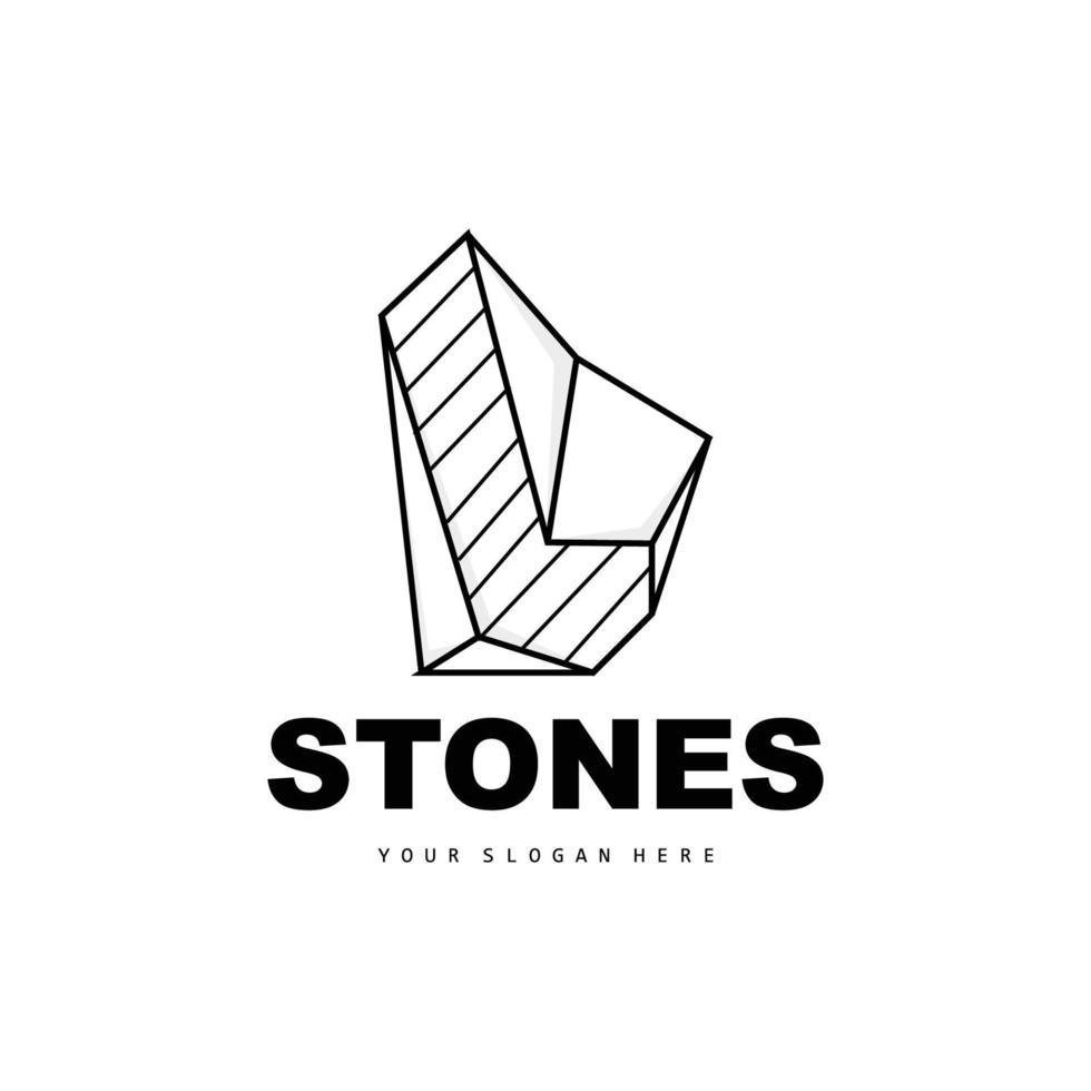 logotipo de piedra, piedra vectorial moderna con estilo de línea geométrica, diseño para decoración estética, producto moderno de marca, icono simple línea de geometría estética abstracta vector