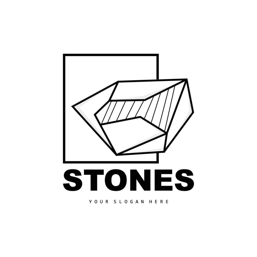 logotipo de piedra, piedra vectorial moderna con estilo de línea geométrica, diseño para decoración estética, producto moderno de marca, icono simple línea de geometría estética abstracta vector