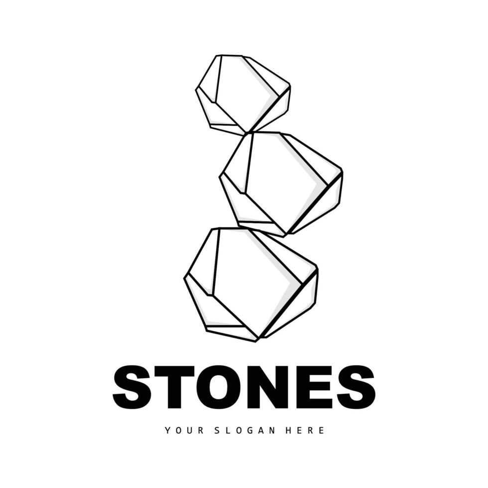 logotipo de piedra, piedra vectorial moderna con estilo de línea geométrica, diseño para decoración estética, producto moderno de marca, icono simple línea de geometría estética abstracta vector