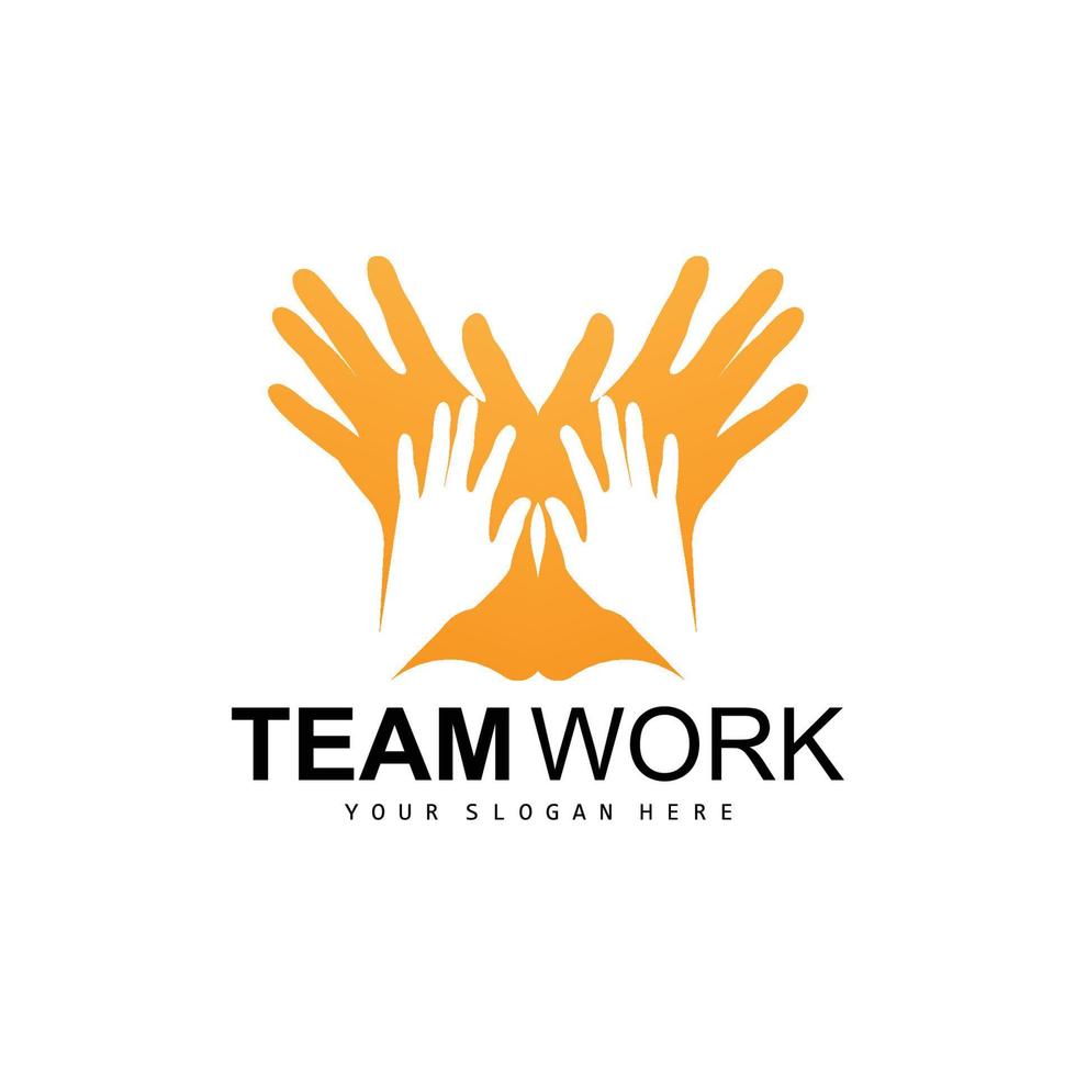 logotipo de mano, vector de trabajo en equipo, diseño de empresa de equipo, salud corporal, cuidado de manos, reciclaje