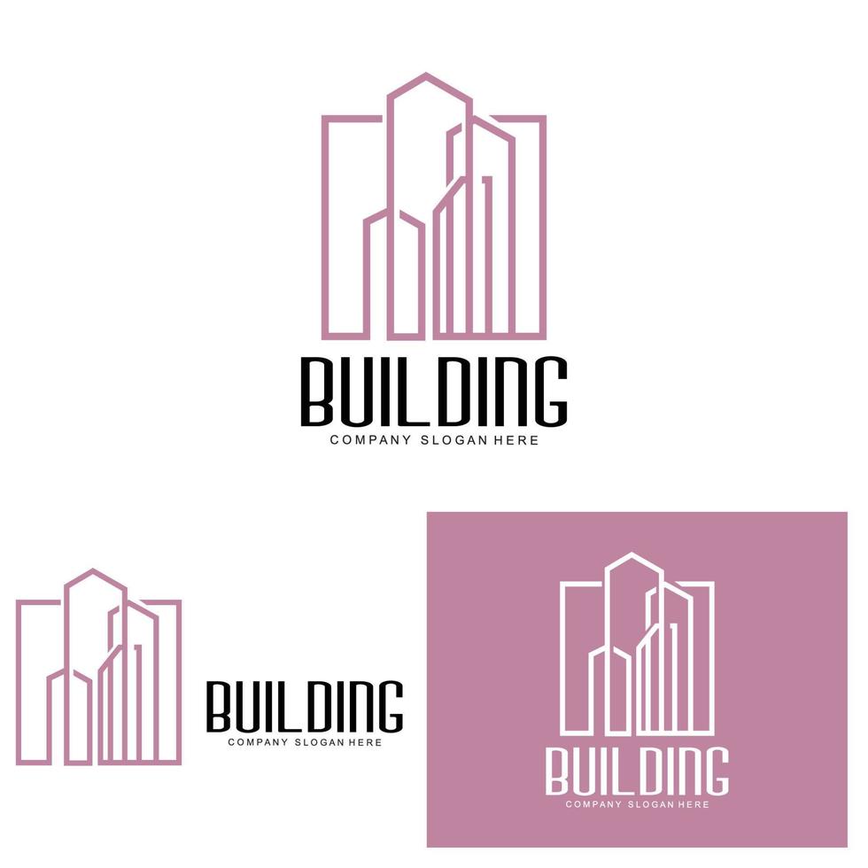 logotipo de diseño de viviendas, logotipo de construcción, propiedad e icono de la empresa constructora vector