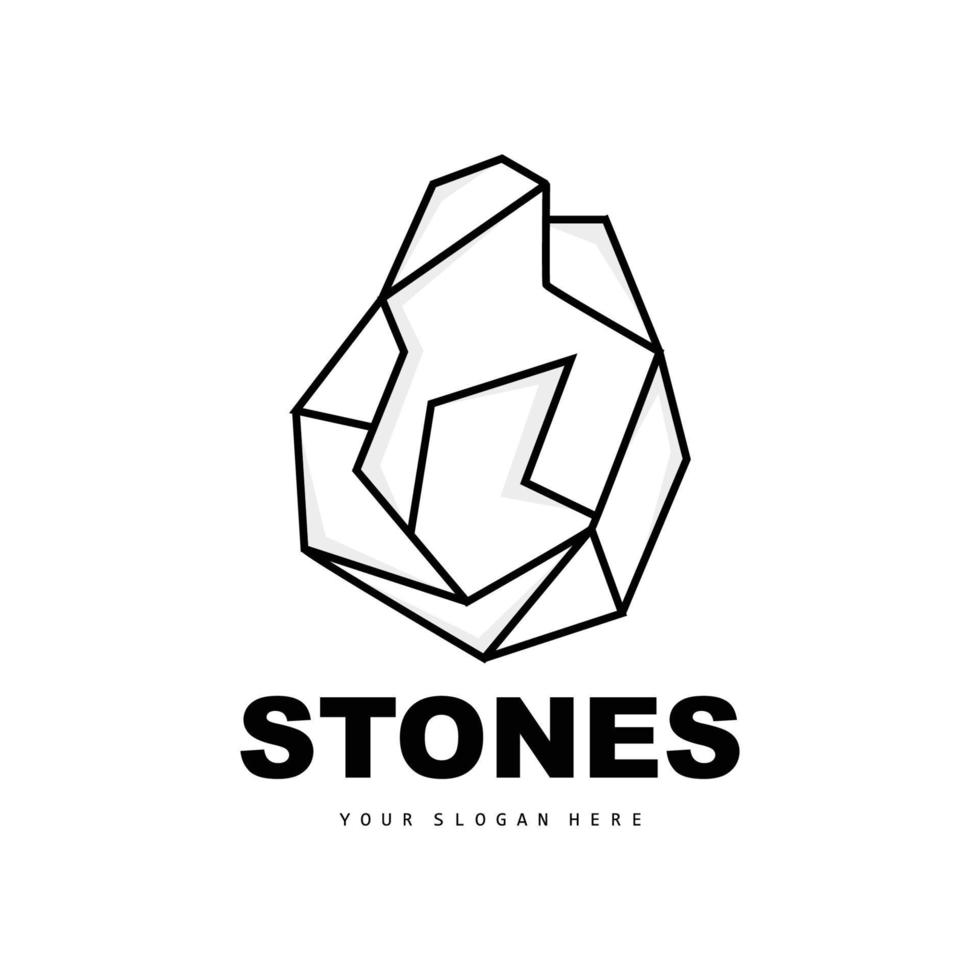 logotipo de piedra, piedra vectorial moderna con estilo de línea geométrica, diseño para decoración estética, producto moderno de marca, icono simple línea de geometría estética abstracta vector