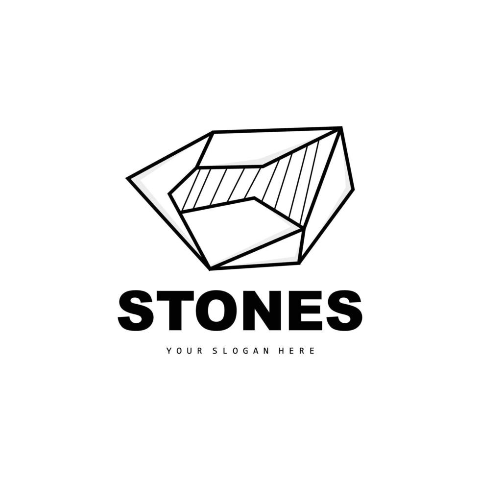 logotipo de piedra, piedra vectorial moderna con estilo de línea geométrica, diseño para decoración estética, producto moderno de marca, icono simple línea de geometría estética abstracta vector