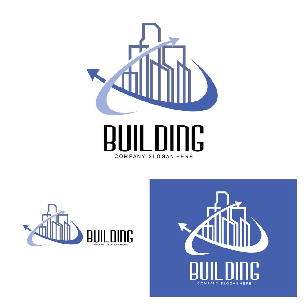 logotipo de diseño de viviendas, logotipo de construcción, propiedad e icono de la empresa constructora vector