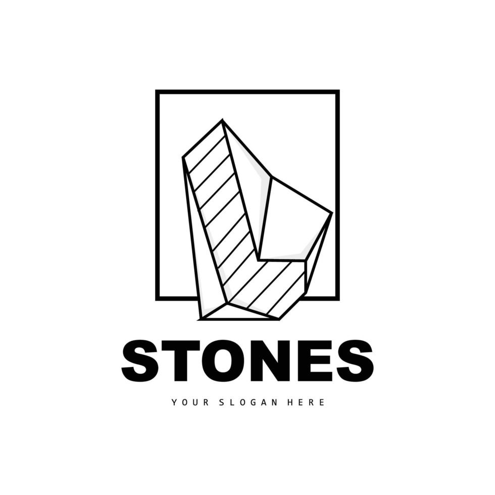 Stone Logo, Vector Stone Modern With Geometry Line Style, Design For Aesthetic Decoration, Brand Modern Product, Simple Icon Abstract Aesthetic Geometry Line