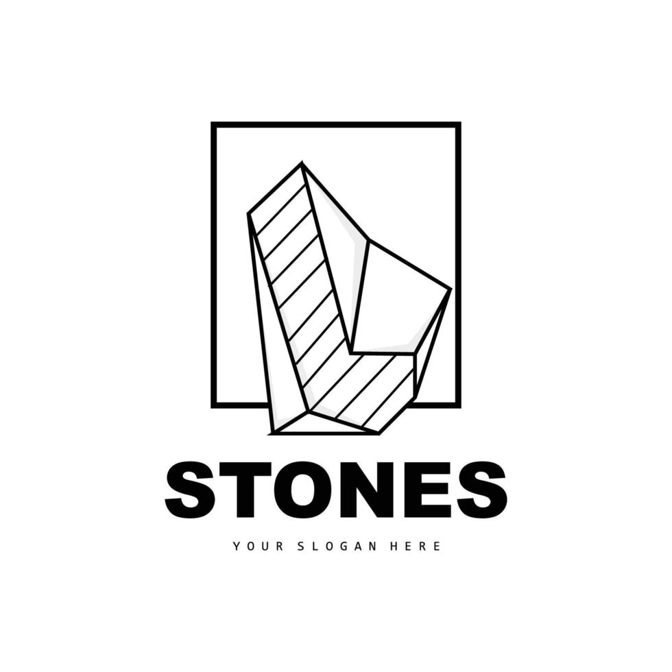 logotipo de piedra, piedra vectorial moderna con estilo de línea geométrica, diseño para decoración estética, producto moderno de marca, icono simple línea de geometría estética abstracta vector