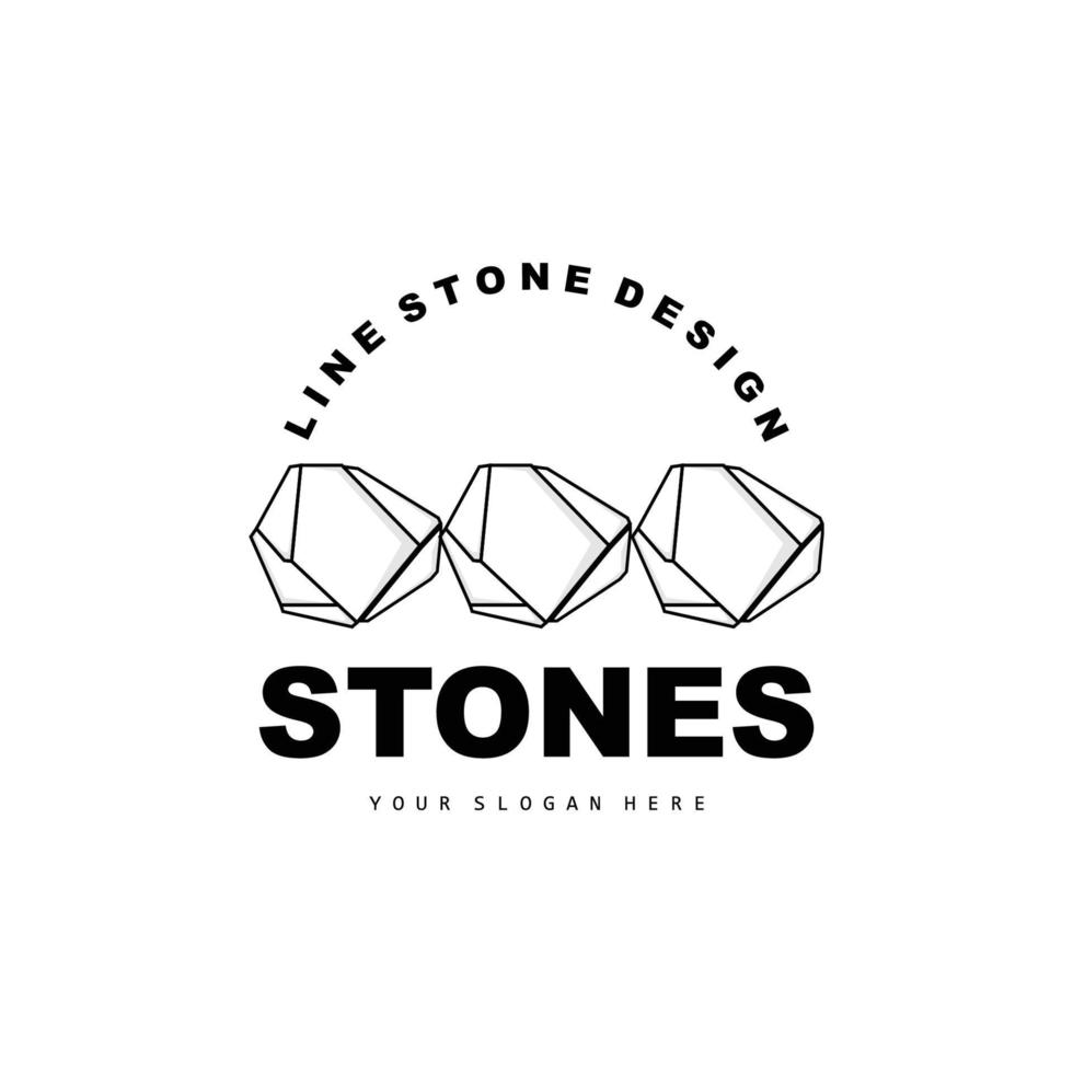 logotipo de piedra, piedra vectorial moderna con estilo de línea geométrica, diseño para decoración estética, producto moderno de marca, icono simple línea de geometría estética abstracta vector