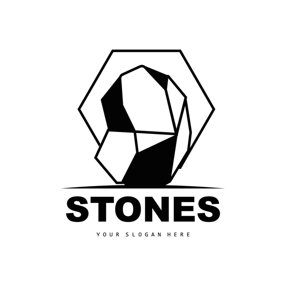 logotipo de piedra, piedra vectorial moderna con estilo de línea geométrica, diseño para decoración estética, producto moderno de marca, icono simple línea de geometría estética abstracta vector