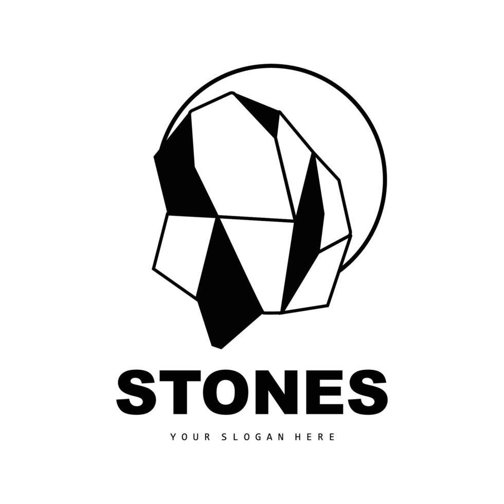 logotipo de piedra, piedra vectorial moderna con estilo de línea geométrica, diseño para decoración estética, producto moderno de marca, icono simple línea de geometría estética abstracta vector