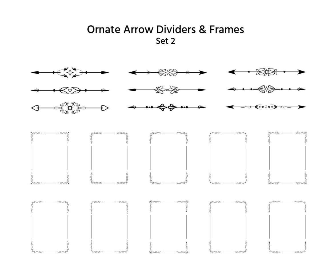Set of various hand drawn arrow delimiters, calligraphic vignettes. Elegant retro lines, frames, paragraph separators for page decoration. Simple and beautiful design elements vector