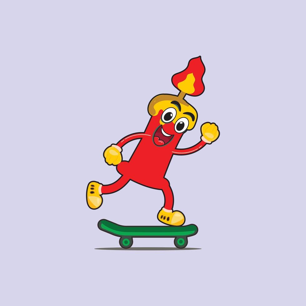 diseño de vector de personaje de dibujos animados de Navidad de mascota. personaje de ilustración sube a la patineta