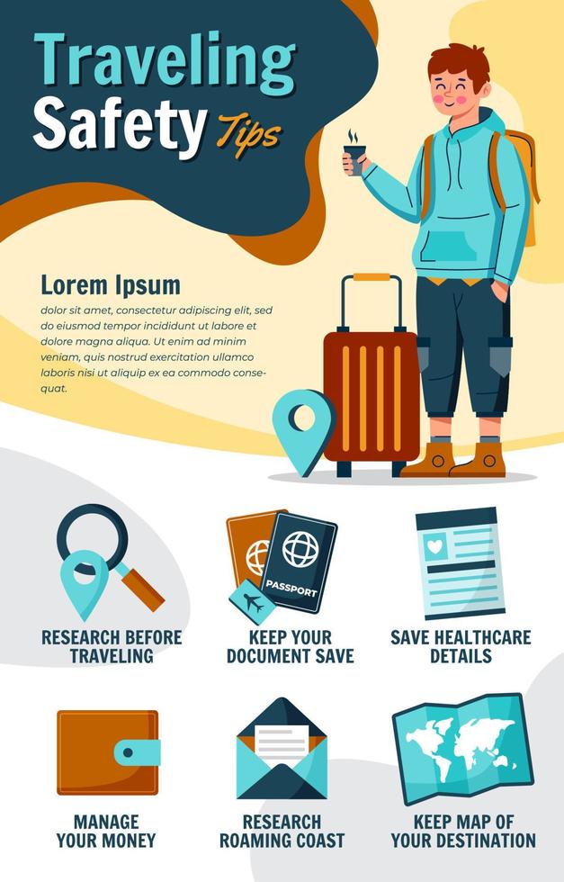 cartel de consejos de seguridad para viajar vector