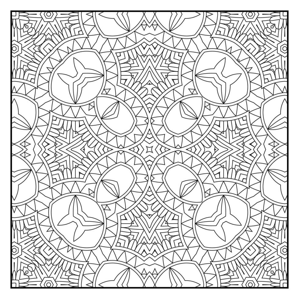 Mandala coloring page for adults. Mandala background. Mandala pattern coloring page. Hand drawn mandala pattern background. Vector black and white coloring page for coloring book.