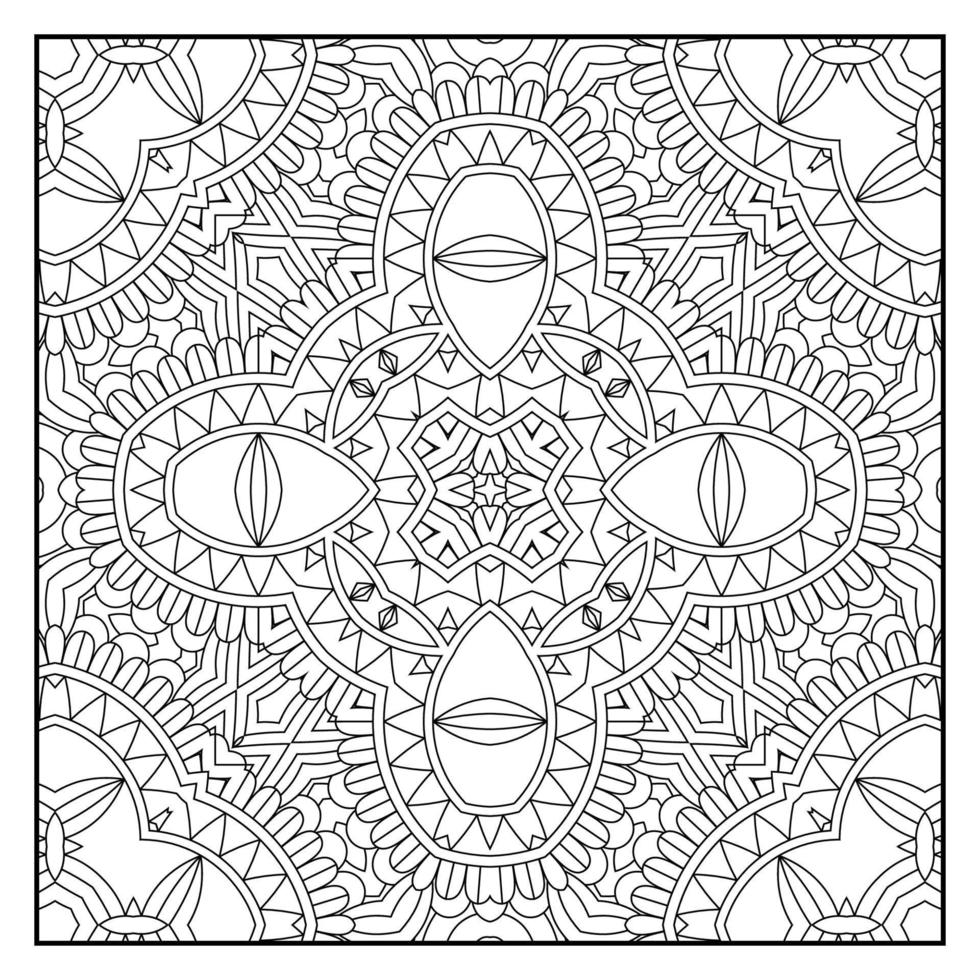 Mandala coloring page for adults. Mandala background. Mandala pattern coloring page. Hand drawn mandala pattern background. Vector black and white coloring page for coloring book.