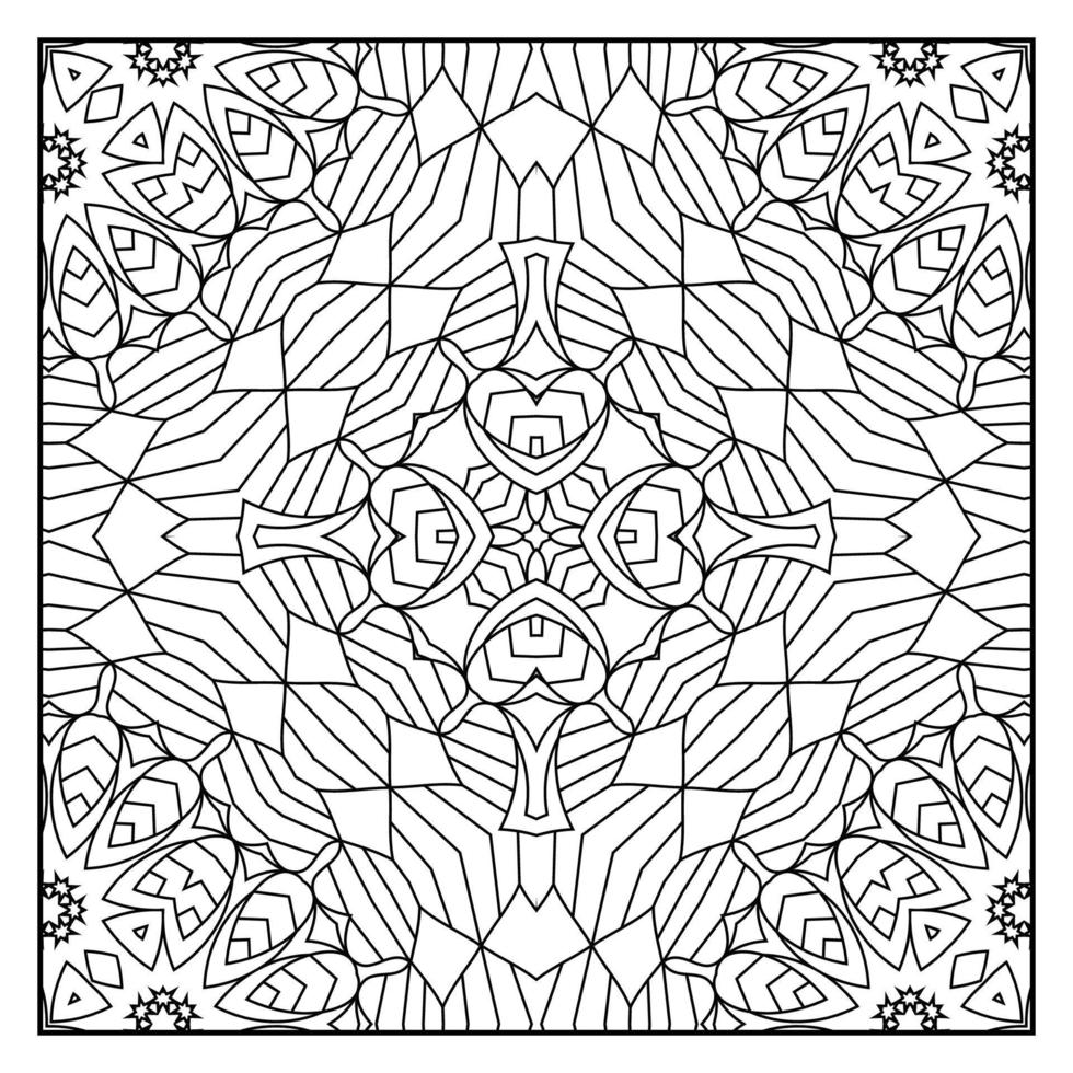 Mandala coloring page for adults. Mandala background. Mandala pattern coloring page. Hand drawn mandala pattern background. Vector black and white coloring page for coloring book.