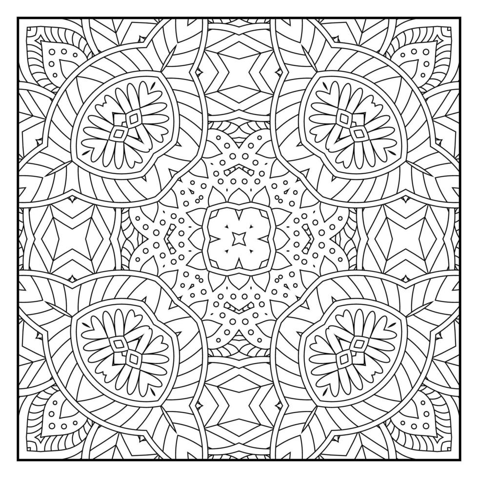 Mandala coloring page for adults. Mandala background. Mandala pattern coloring page. Hand drawn mandala pattern background. Vector black and white coloring page for coloring book.