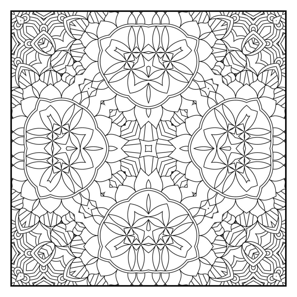 Mandala coloring page for adults. Mandala background. Mandala pattern coloring page. Hand drawn mandala pattern background. Vector black and white coloring page for coloring book.