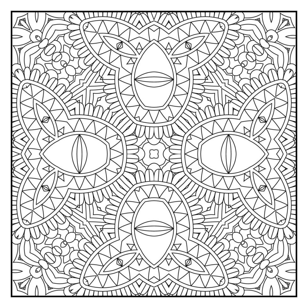 Mandala coloring page for adults. Mandala background. Mandala pattern coloring page. Hand drawn mandala pattern background. Vector black and white coloring page for coloring book.