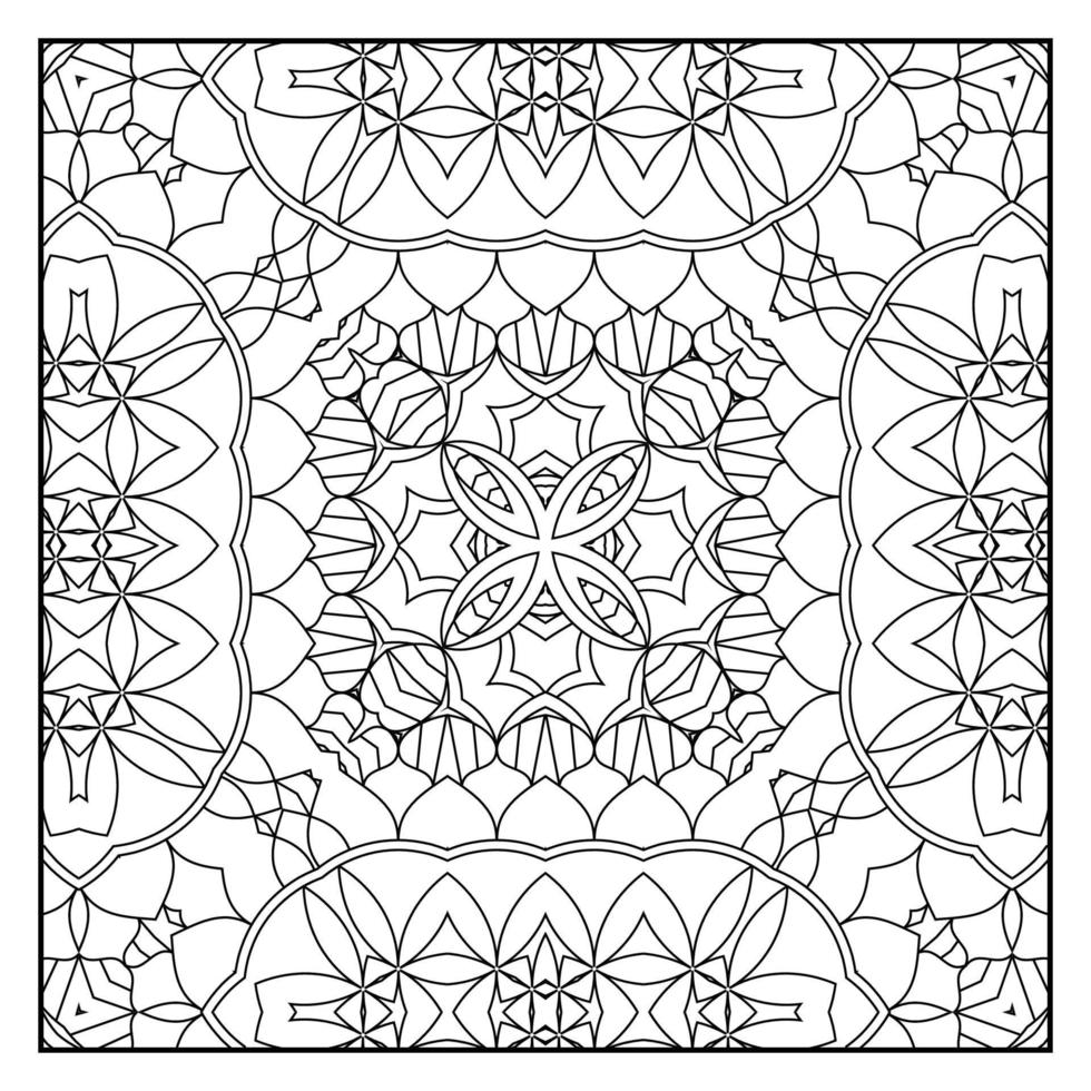 Mandala coloring page for adults. Mandala background. Mandala pattern coloring page. Hand drawn mandala pattern background. Vector black and white coloring page for coloring book.