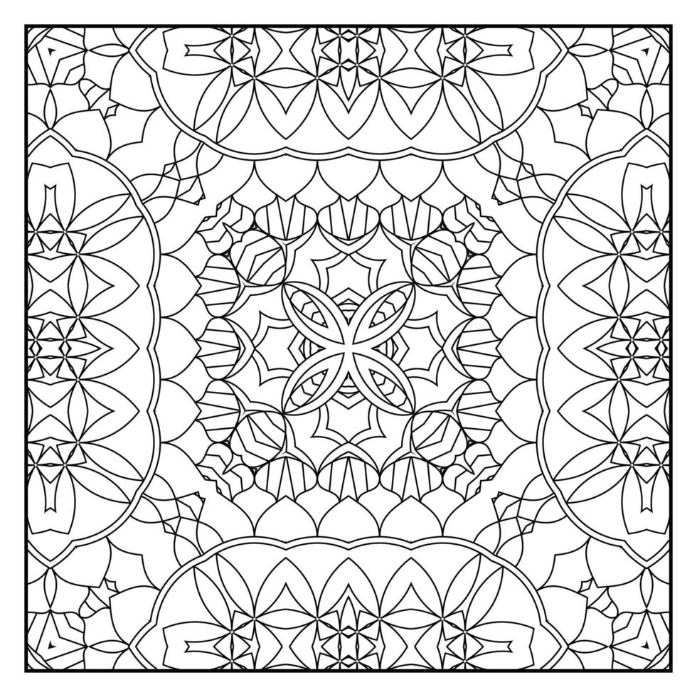 Mandala coloring page for adults. Mandala background. Mandala pattern coloring page. Hand drawn mandala pattern background. Vector black and white coloring page for coloring book.