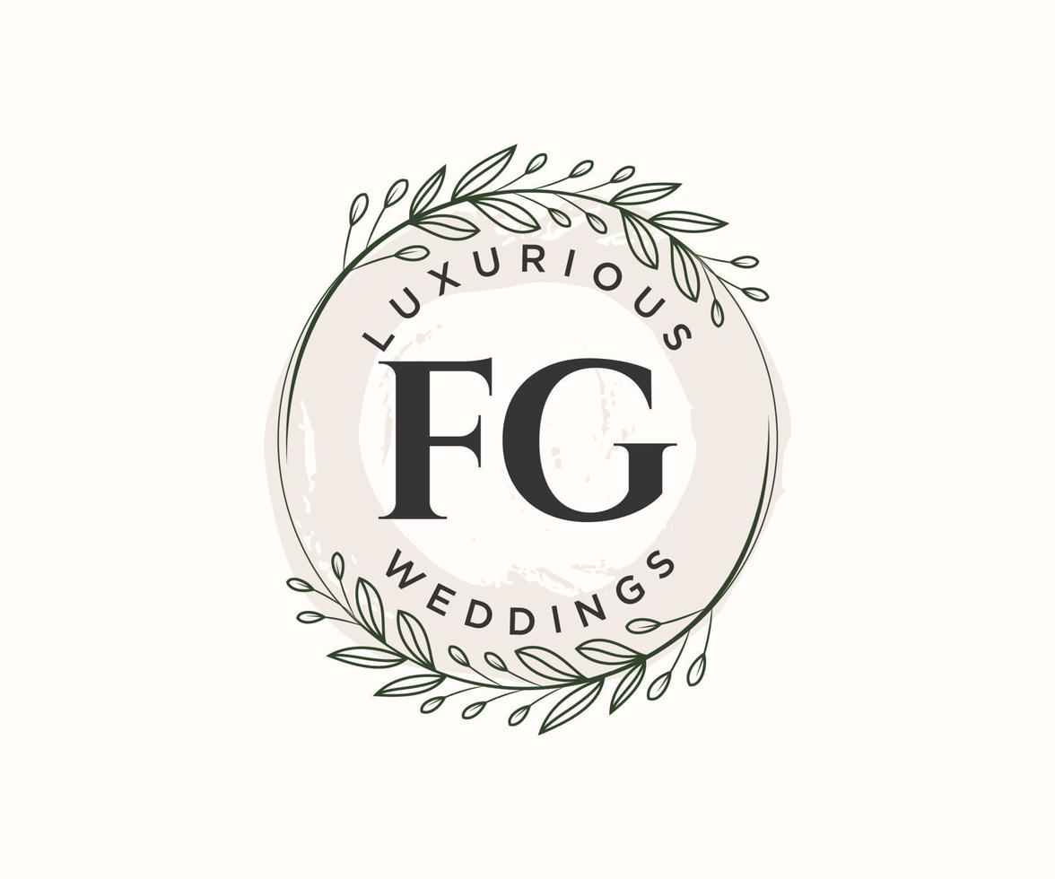 FG Initials letter Wedding monogram logos template, hand drawn modern minimalistic and floral templates for Invitation cards, Save the Date, elegant identity. vector