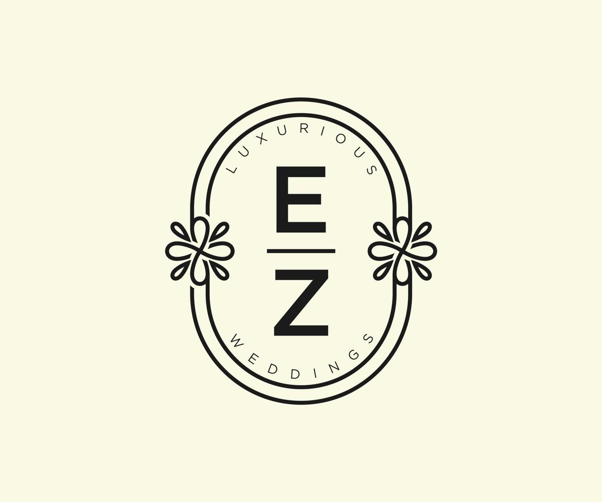 EZ Initials letter Wedding monogram logos template, hand drawn modern minimalistic and floral templates for Invitation cards, Save the Date, elegant identity. vector