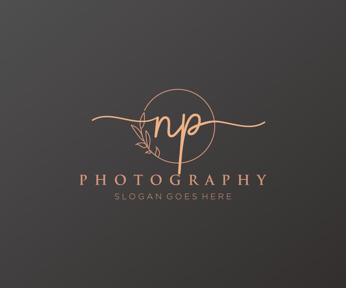 Initial NP feminine logo. Usable for Nature, Salon, Spa, Cosmetic and Beauty Logos. Flat Vector Logo Design Template Element.