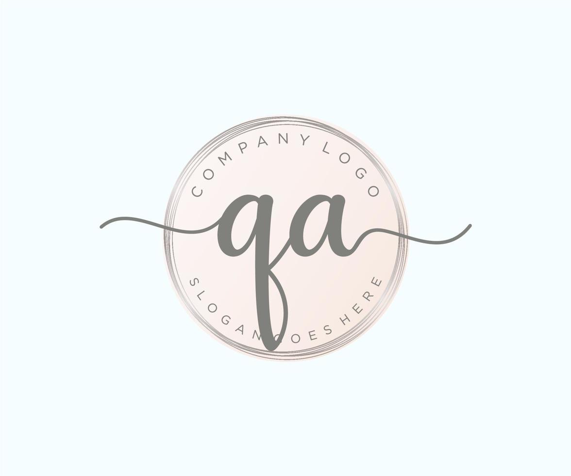 Initial QA feminine logo. Usable for Nature, Salon, Spa, Cosmetic and Beauty Logos. Flat Vector Logo Design Template Element.