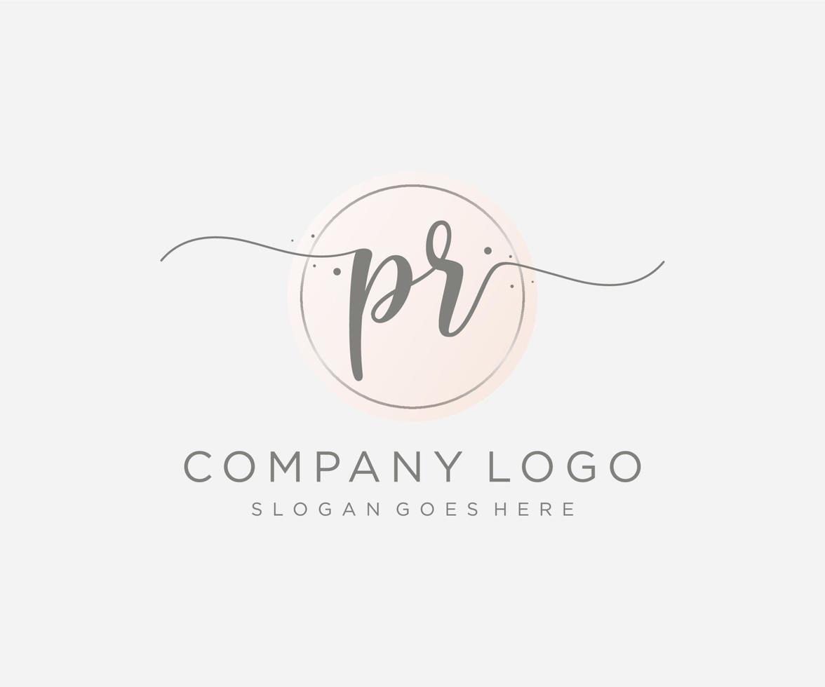 Initial PR feminine logo. Usable for Nature, Salon, Spa, Cosmetic and Beauty Logos. Flat Vector Logo Design Template Element.