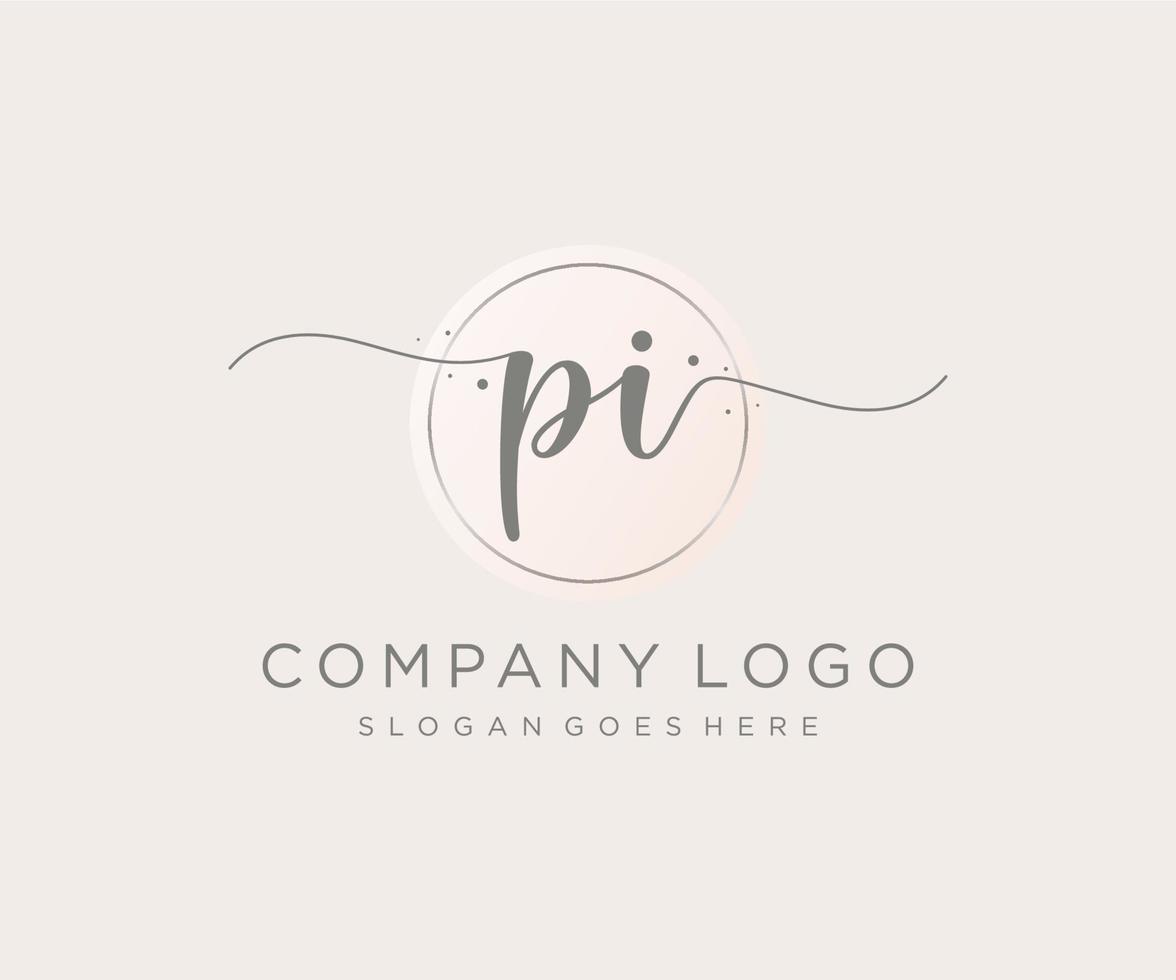 Initial PI feminine logo. Usable for Nature, Salon, Spa, Cosmetic and Beauty Logos. Flat Vector Logo Design Template Element.
