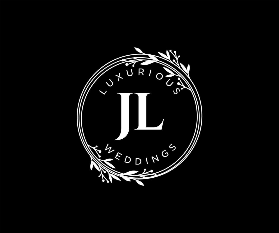 JL Initials letter Wedding monogram logos template, hand drawn modern minimalistic and floral templates for Invitation cards, Save the Date, elegant identity. vector
