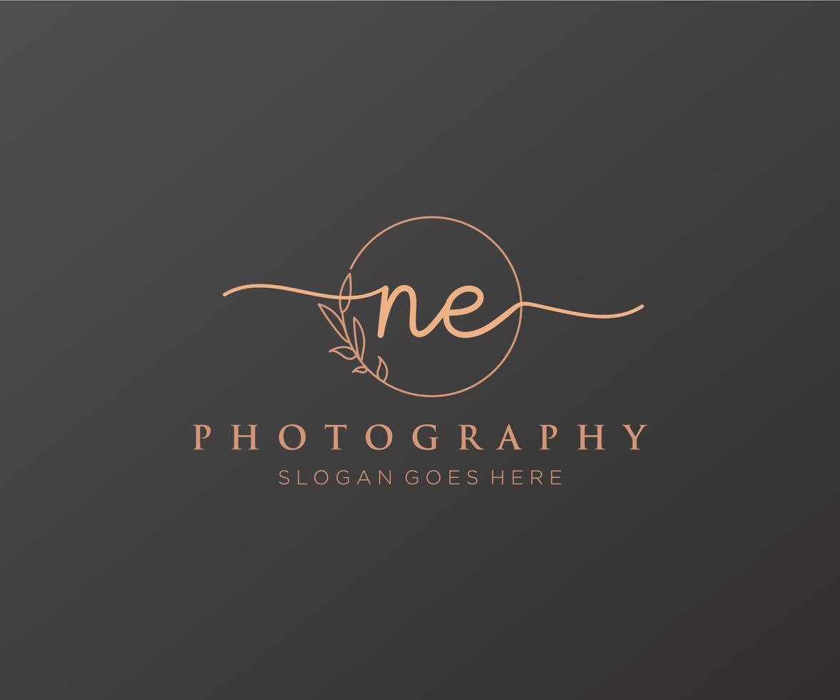 Initial NE feminine logo. Usable for Nature, Salon, Spa, Cosmetic and Beauty Logos. Flat Vector Logo Design Template Element.
