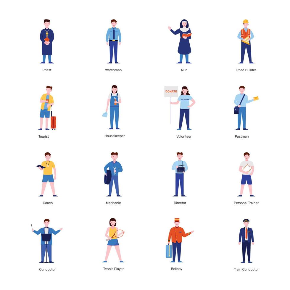 Professions Characters Illustrations Vectors Pack