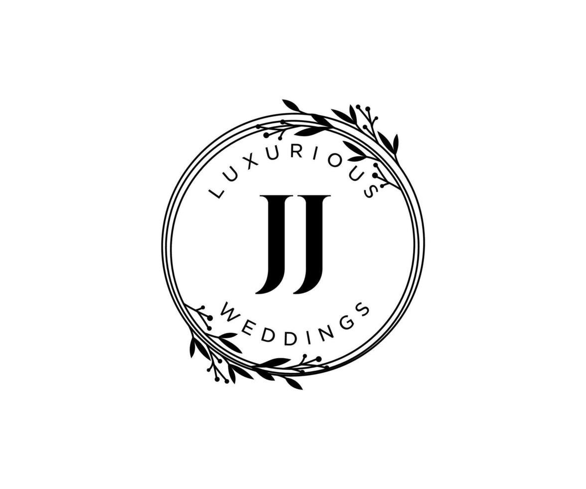 plantilla de logotipos de monograma de boda con letras iniciales jj, plantillas florales y minimalistas modernas dibujadas a mano para tarjetas de invitación, guardar la fecha, identidad elegante. vector