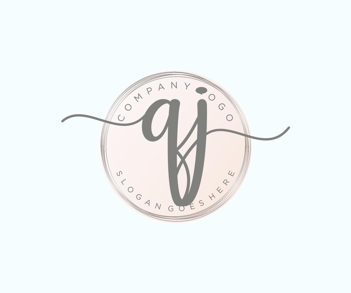 Initial QJ feminine logo. Usable for Nature, Salon, Spa, Cosmetic and Beauty Logos. Flat Vector Logo Design Template Element.