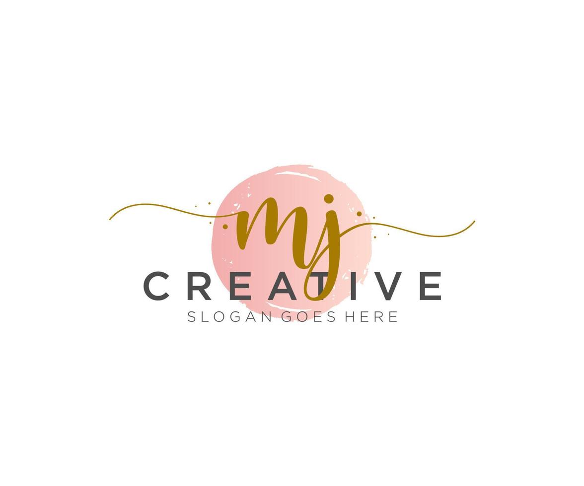 initial MJ Feminine logo beauty monogram and elegant logo design, handwriting logo of initial signature, wedding, fashion, floral and botanical with creative template. vector
