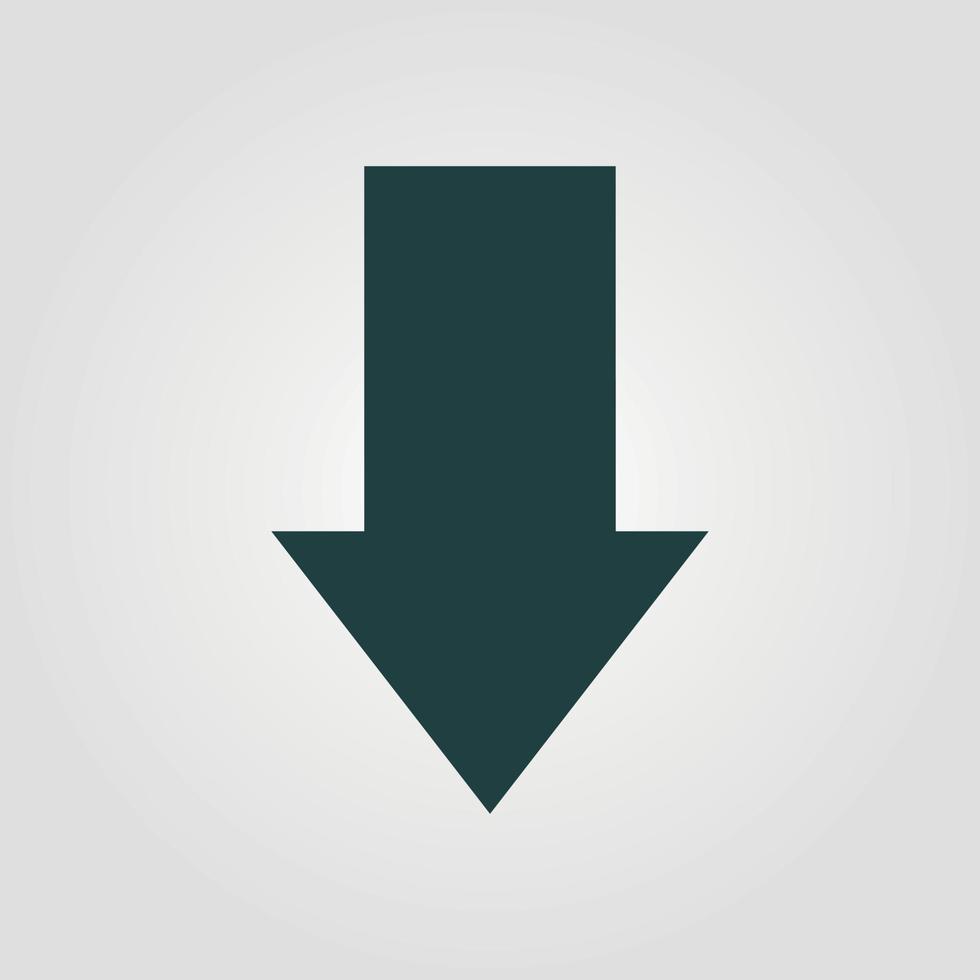 Arrow down vector icon. Black illustration isolated on white background for graphic and web design.