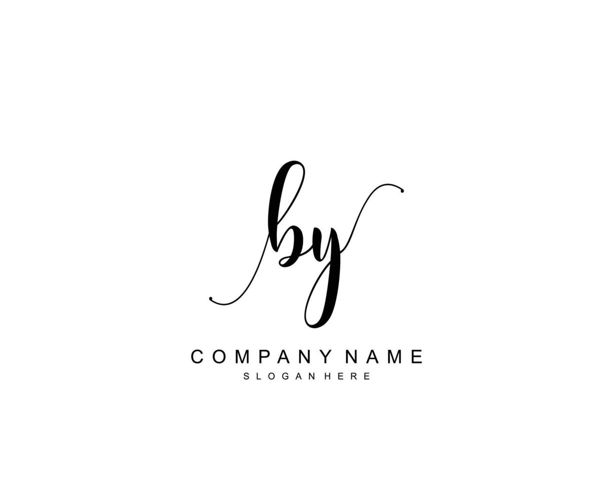 Initial BY beauty monogram and elegant logo design, handwriting logo of initial signature, wedding, fashion, floral and botanical with creative template. vector