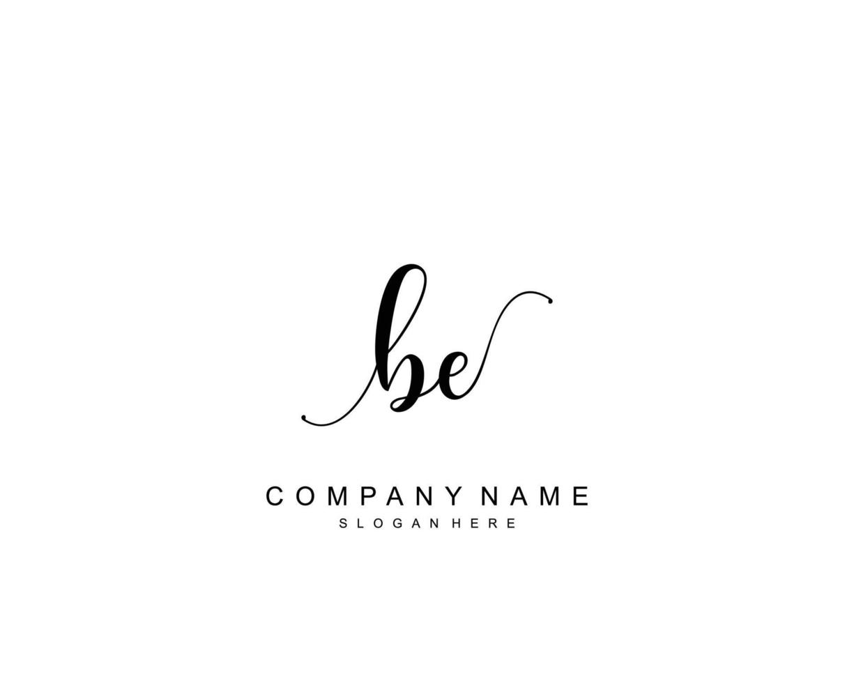 Initial BE beauty monogram and elegant logo design, handwriting logo of initial signature, wedding, fashion, floral and botanical with creative template. vector