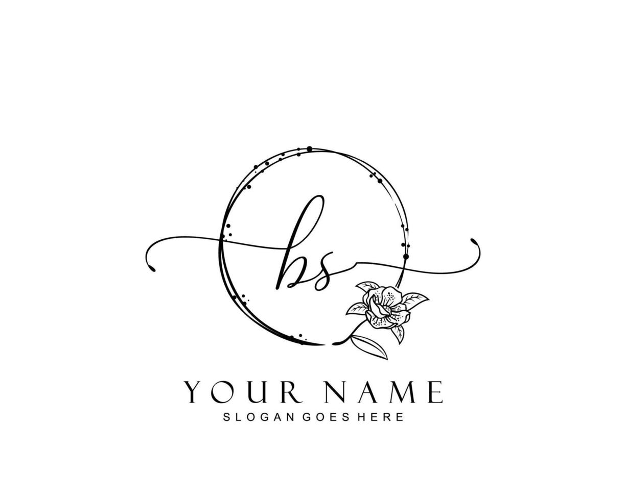 Initial BS beauty monogram and elegant logo design, handwriting logo of initial signature, wedding, fashion, floral and botanical with creative template. vector