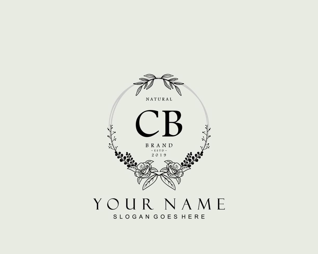 Initial CB beauty monogram and elegant logo design, handwriting logo of initial signature, wedding, fashion, floral and botanical with creative template. vector