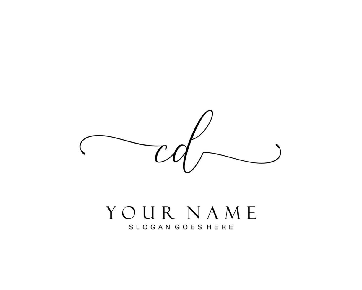 monograma de belleza de cd inicial y diseño de logotipo elegante, logotipo de escritura a mano de firma inicial, boda, moda, floral y botánica con plantilla creativa. vector