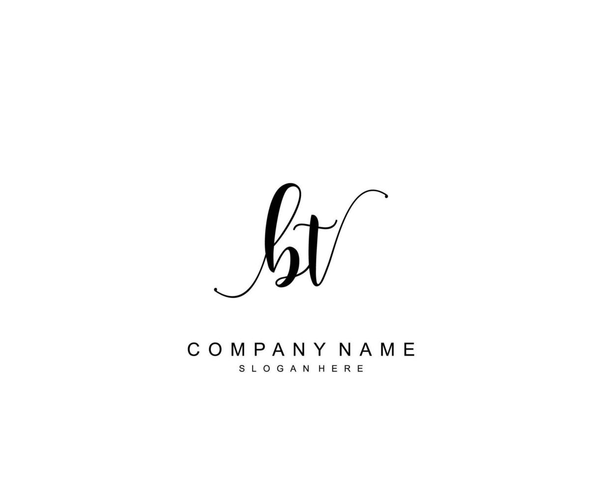 Initial BT beauty monogram and elegant logo design, handwriting logo of initial signature, wedding, fashion, floral and botanical with creative template. vector