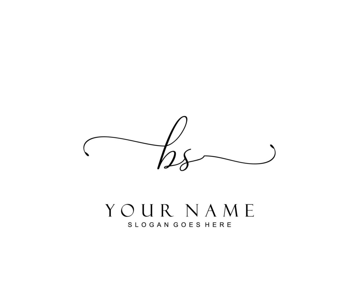 Initial BS beauty monogram and elegant logo design, handwriting logo of initial signature, wedding, fashion, floral and botanical with creative template. vector