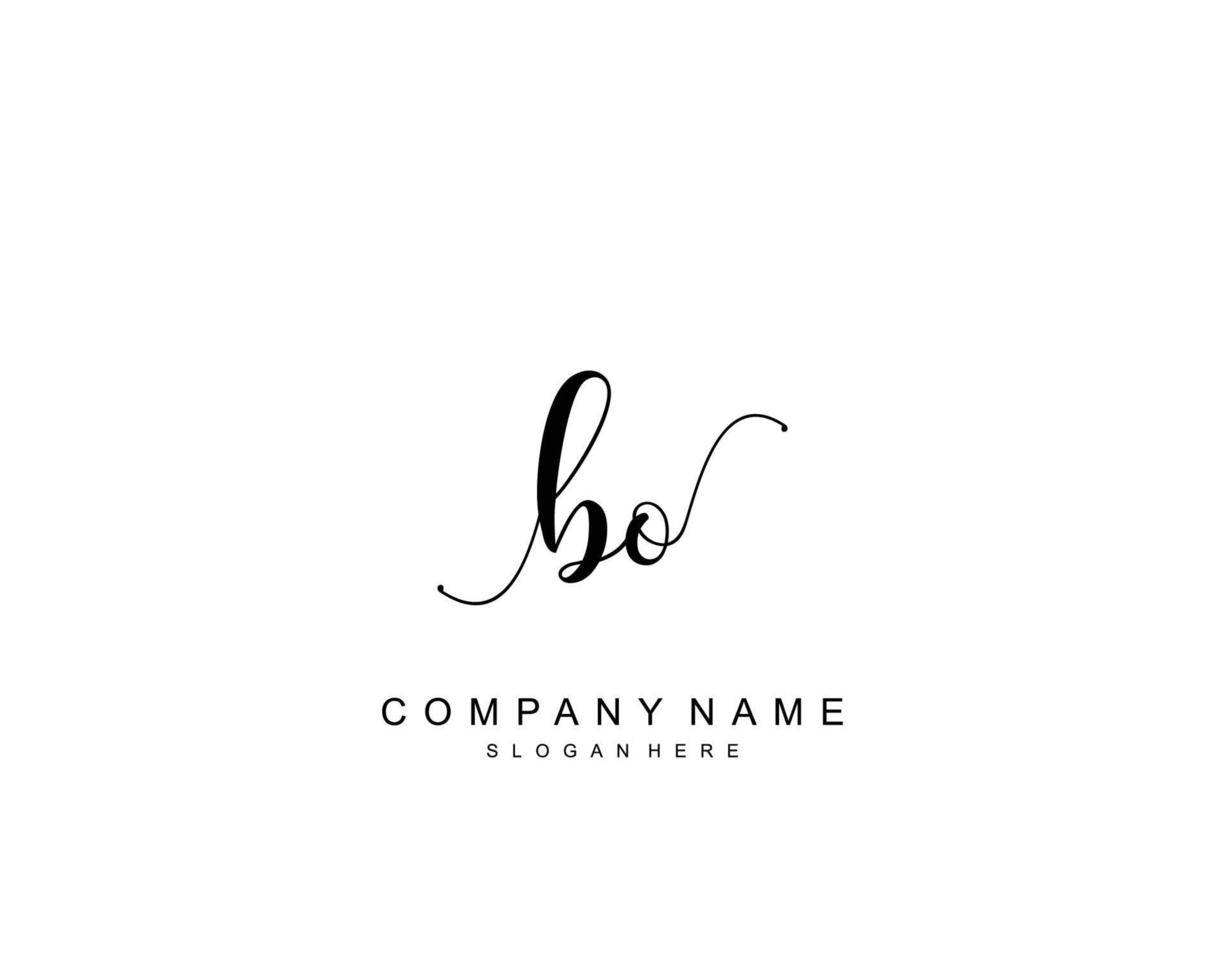 Initial BO beauty monogram and elegant logo design, handwriting logo of initial signature, wedding, fashion, floral and botanical with creative template. vector